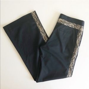 DVF Malcom Lace Trim Wool Blend Wide Leg Pants 10